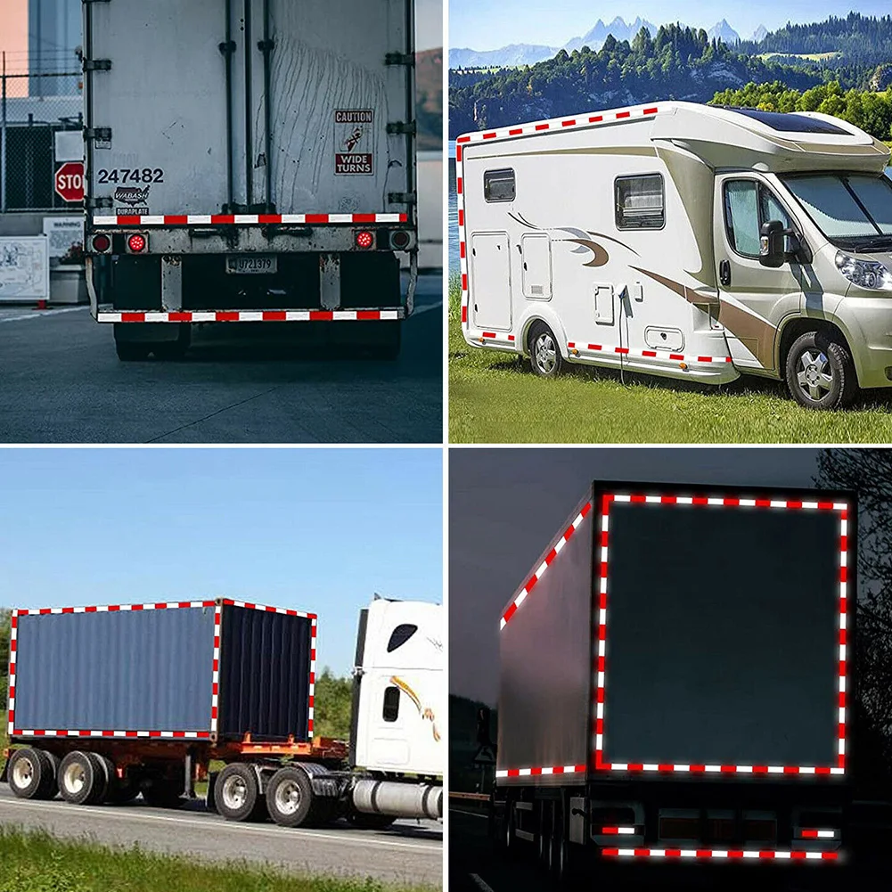 

Reflective Red And White Conspicuous Tape Trailer Safety Warning Car Truck 5CM*15m Reflective Safety Tape For Vehicles, Vans