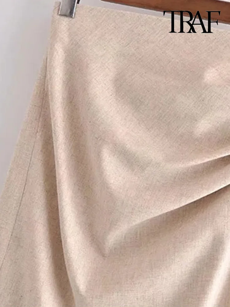 Юбка-миди женская льняная с завышенной талией и молнией сзади - купить по