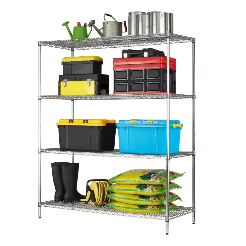 

Hyper Tough 24"Dx60"Wx72"H 4 Shelf Commercial Wire Shelving Chrome Steel Each Shelf Capacity 1000 lbs，shelf Storage rack
