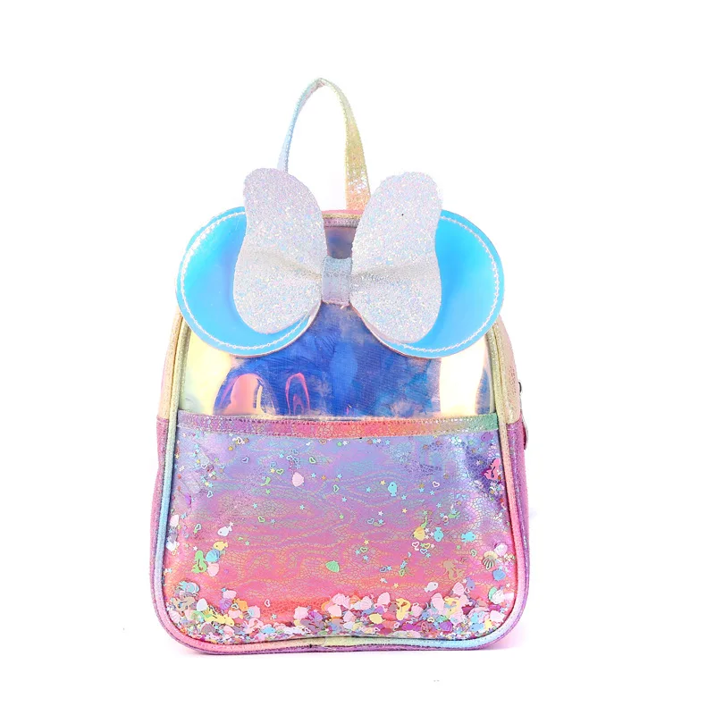 New Colorful Children Schoolbags In Kindergarten Girls Princess Rainbow Laser Backpacks Baby Cartoon Sequin Backpack Sac Licorne