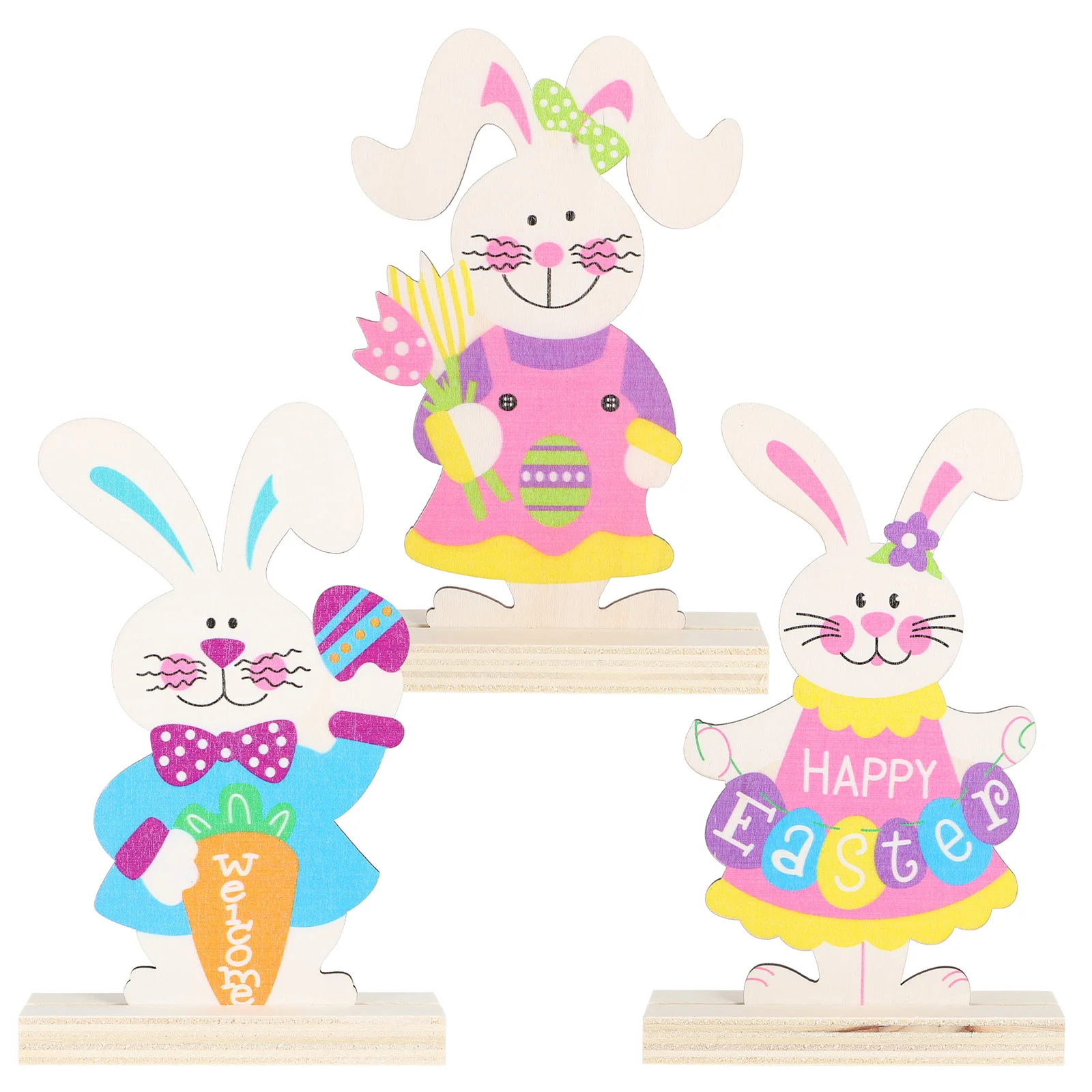

Easter Wood Decorations Ornament Bunny Party Adornments Supplies Beautiful Decor Wooden Statue Sculpture Spring Sign Table Desk