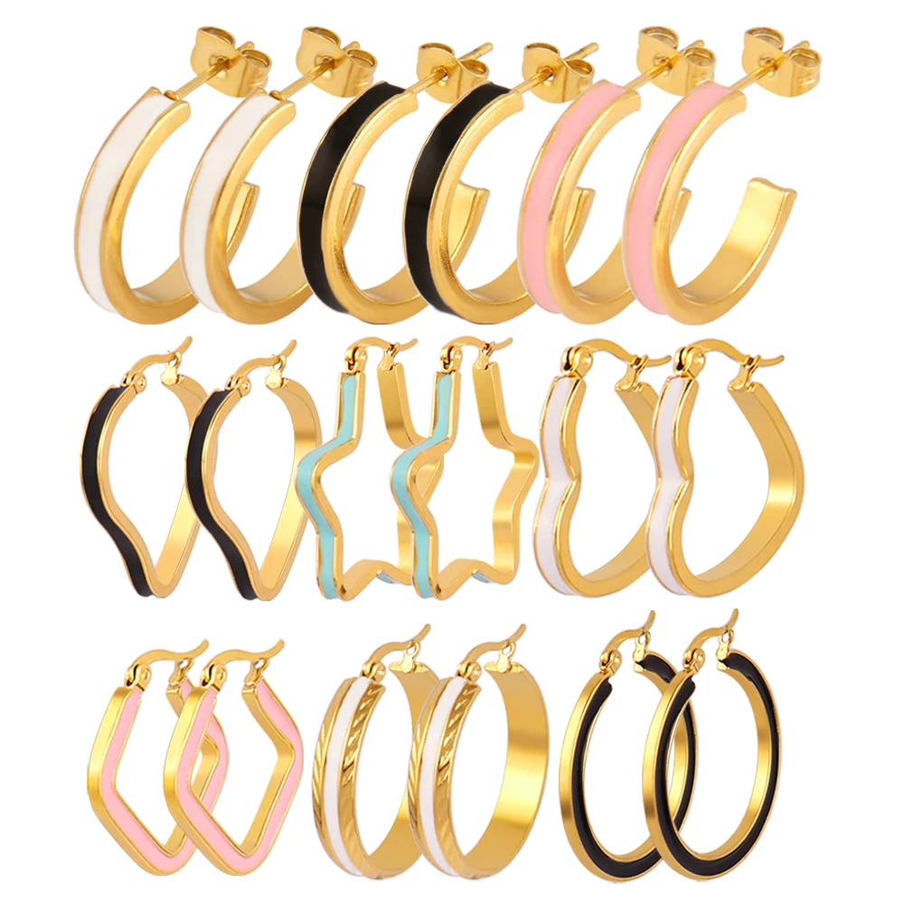 Серьги из нержавеющей стали для женщин серьги-кольца белого и розового цвета