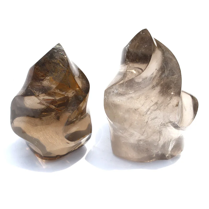 

1 Pcs Polished Natural Smoky Quartz Crystal Flame Statue For Home Decoration