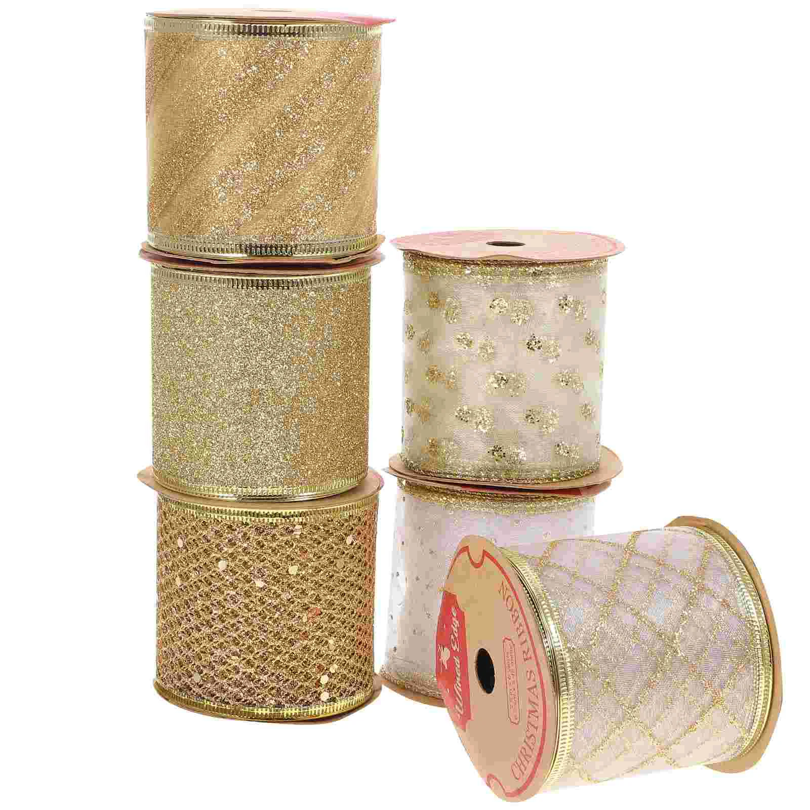 

Christmas Tree Ribbon Christmas Ribbon Wired Ribbon Assorted Ribbon 6 Rolls Party Ornament for Gift Xmas Decor