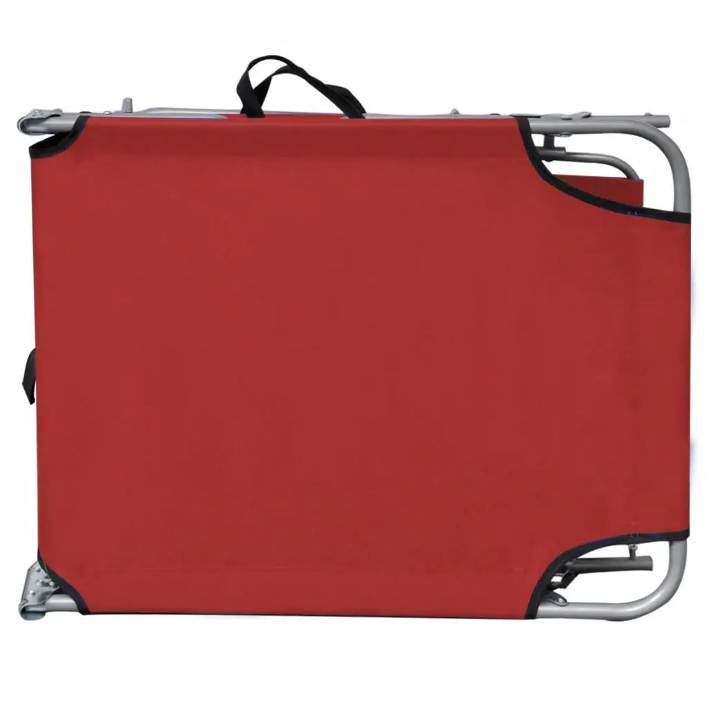 

Outdoor Patio Garden Folding Sun Lounger Lounge Chairs for Pool Outside Deck with Canopy Steel and Fabric Red