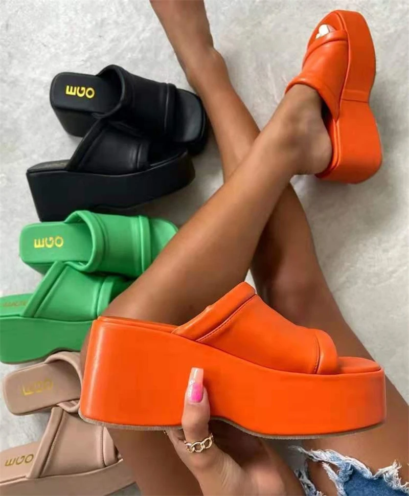 

Termainoov Women Slippers Platform Wedges High Heels Open Toe Fashion New Big Size 43 Beach Shoes Summer Slidders