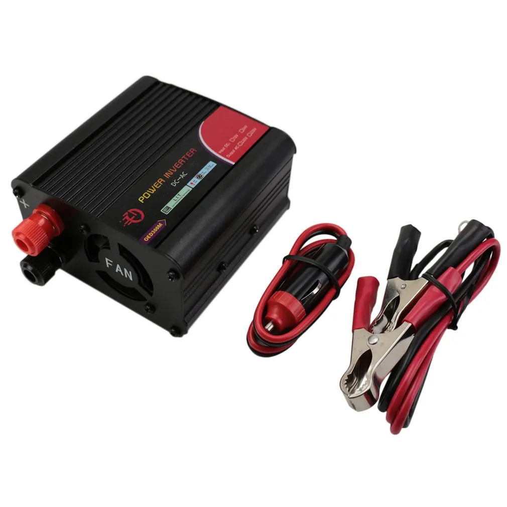 

Compact Size DC12V to AC 110V Power Inverter Adapter Charger Universal Voltage Converter Power Switch Black