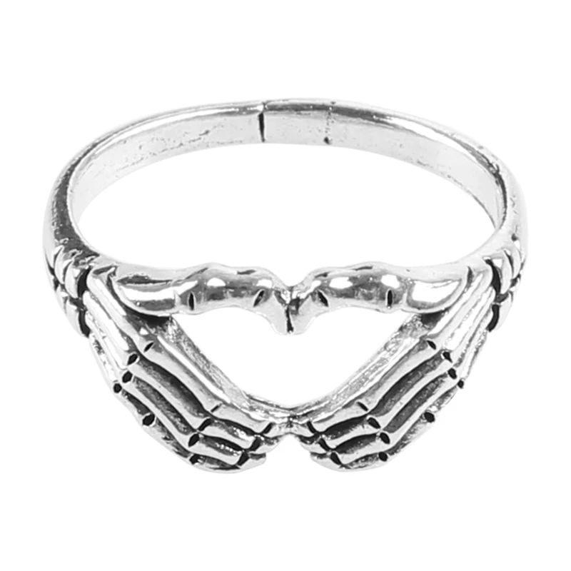 

Fashion Gothic Men's Alloy Vintage Hand Shaped Bone Skull Band Ring Personality 264E