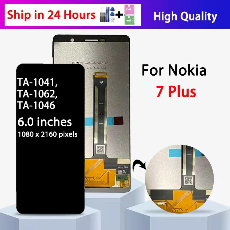 Фото Новый 6,0-дюймовый ЖК-дисплей с дигитайзером для Nokia 7 Plus (TA-1046, TA-1055, TA-1041) — Замена ЖК-экрана №1