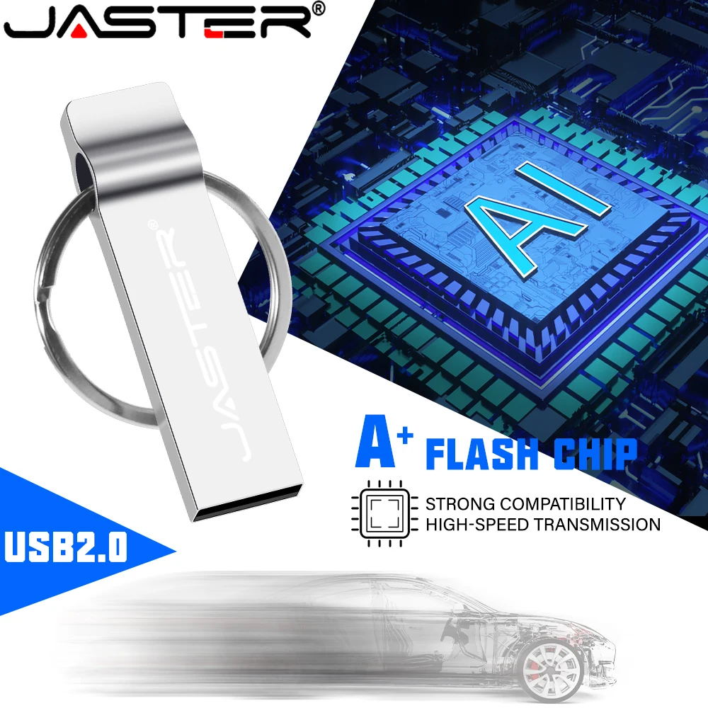 

JASTER Free TYPE-C Adapters USB Flash Drives 64GB Silver Metal Whistle Memory Stick Key Ring Black Pen Drive 32GB Business Gift