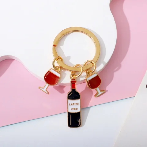 Креативные брелки для бутылок вина, эмалированный металлический держатель для ключей, брелок в форме чашки пива, сделай сам, сумка, декор, аксессуары, подарок для вечеринки другу