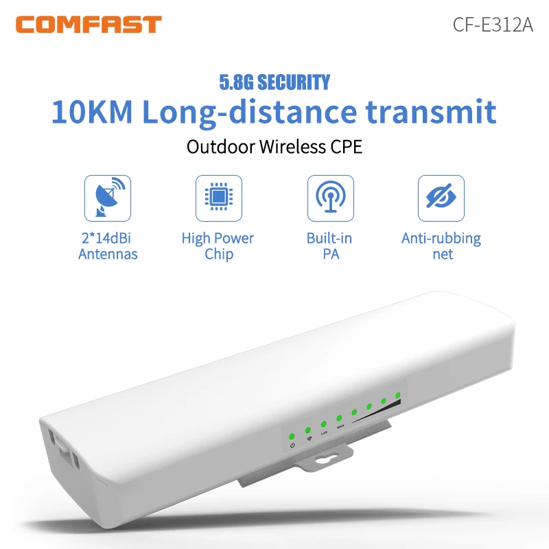 2pcs 5KM Comfast Outdoor CPE Wifi Repeater 5GHz 300Mbps Wireless Wi fi Router Extender Bridge Nanostation 2*14dbi Antenna Booste