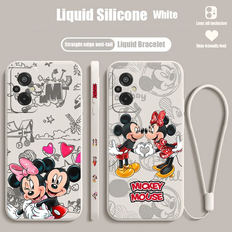 

Disney Mickey Mouse couple For Xiaomi Redmi K50G K40S 11 10C 10X 9T 9AT 9A 9C 8A 7 6A 5A A1 Liquid Left Rope Phone Case