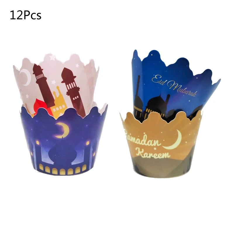 

Eid Mubarak Cupcake Toppers Wrappers Simple To Assemble Great Gift for Baking Lover Complete Cupcake Decoration Tool