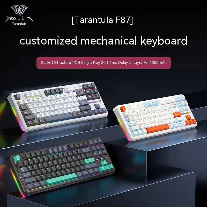 

87 Keys New Aula F87 Customization Mechanical Keyboard Bluetooth Wireless 2.4g Wired Tri Mode Keyboard For Gamer Pc Office Gifts