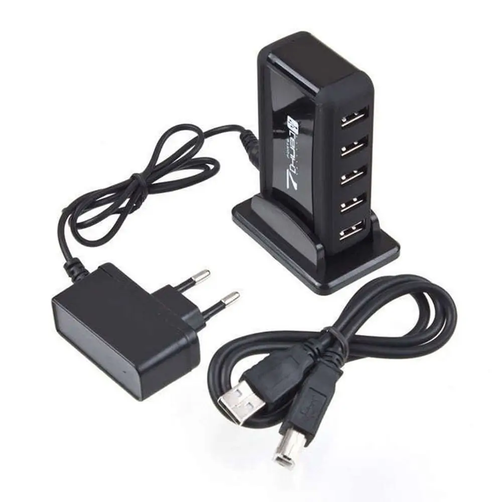 

Portable EU US Plug High Speed 7 Port Hub Usb Cable Adapter USB Charger with AC Power Computer Peripherals USB 2.0 HUB