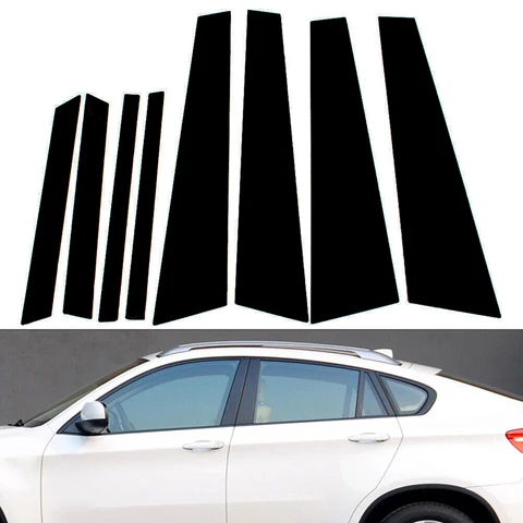 8 шт. для BMW X6 E71 2008 2009 2010 2011 2012 2013 2014 дверь окно столб отделка молдинг крышка наклейки аксессуары