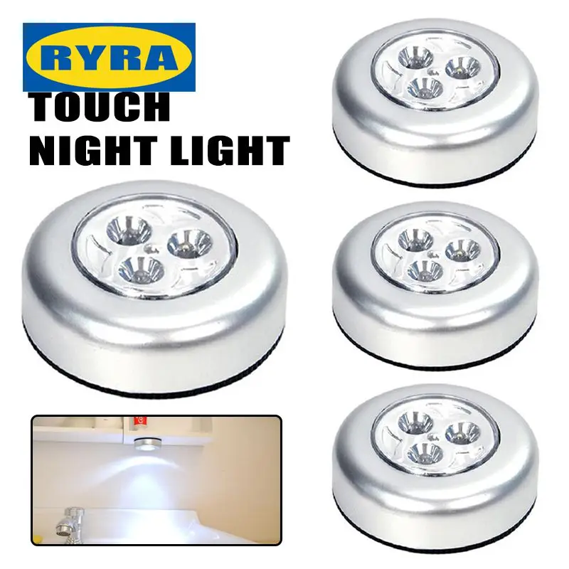 

Led Light Push Stick On Lamp Round Lamp Small Night Light Use For Home Kitchen Bedroom Portable Eye Protection Emergency Light