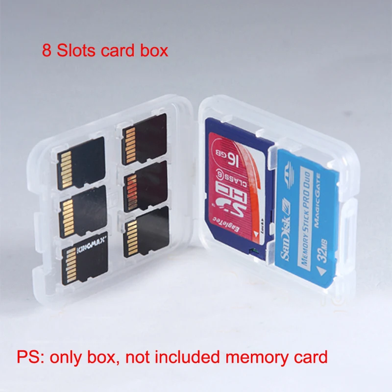 

New 8 in 1 Memory Card Box 8 Slots Micro SD TF SDHC MSPD Memory Card Protect Box Storage Case 8in1 Plastic Box Holder Case
