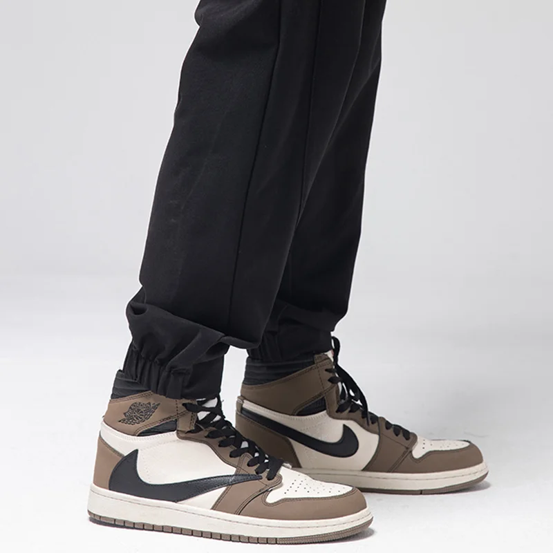 Streetwear Men 2022 Autumn and Winter Fashion New Pattern Lanyard Black Casual Pants Comfortable Versatile Haren Pants Female