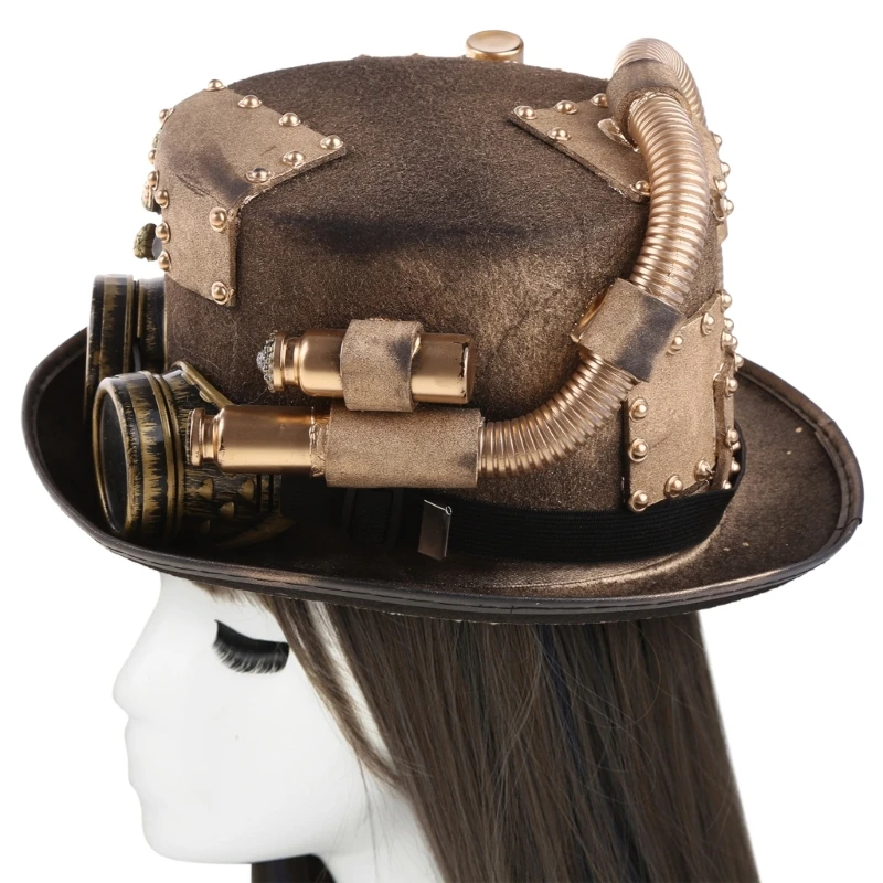 Цилиндр в стиле стимпанк для мужчин с очками цилиндр-котелок геев готический