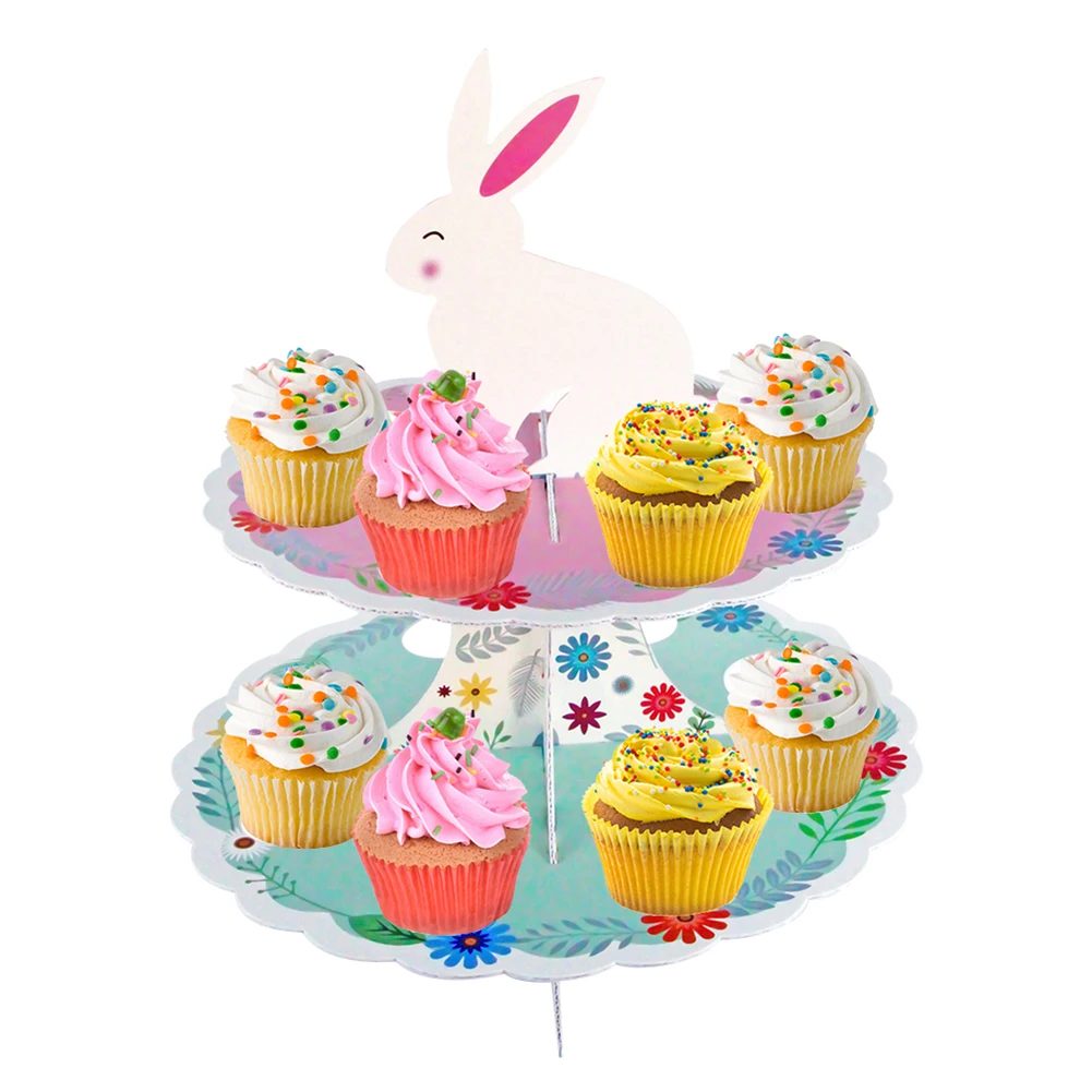 

2 Tier Trays Easter Egg Cupcake Display Holder Stand for Party Decoration Dessert Table Supplies Easter Decoration Cupcake Stand