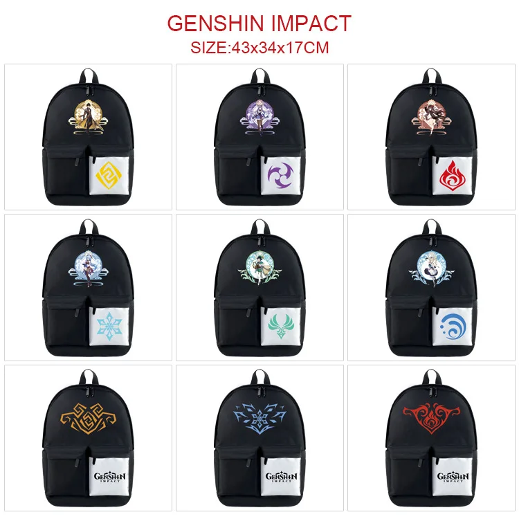 

Genshin Impact Animation Derivative Backpack Male or Female Student Schoolbag Cartoon Outdoor Travel Bag Laptop Bag