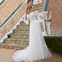 bohemian handcraft wedding dress sweetheart half sleeves bridal gowns a line appliques lace brides dresses vestido de novia