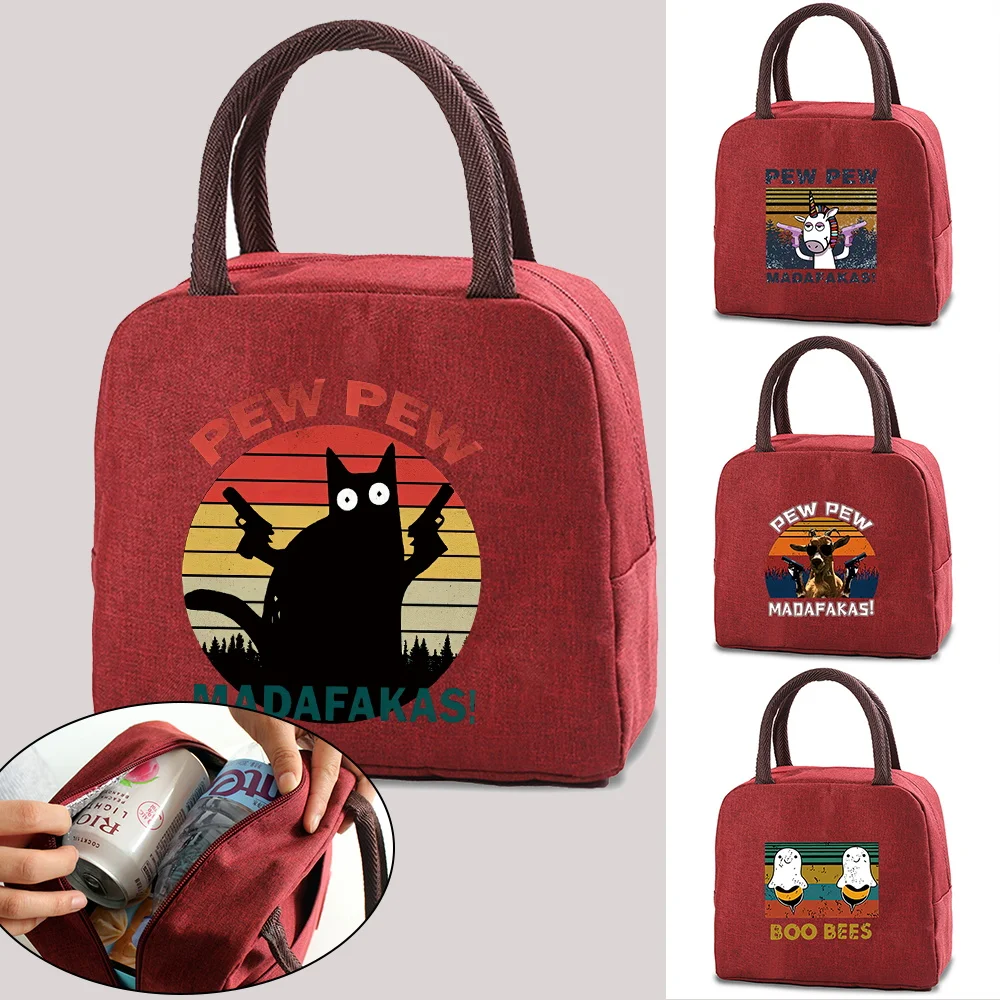 

Fashion Lunch Bag Insulated Thermal Pew Print Breakfast Box Bags Women Portable Hand Pack Picnic Travel Products New Bento Pouch