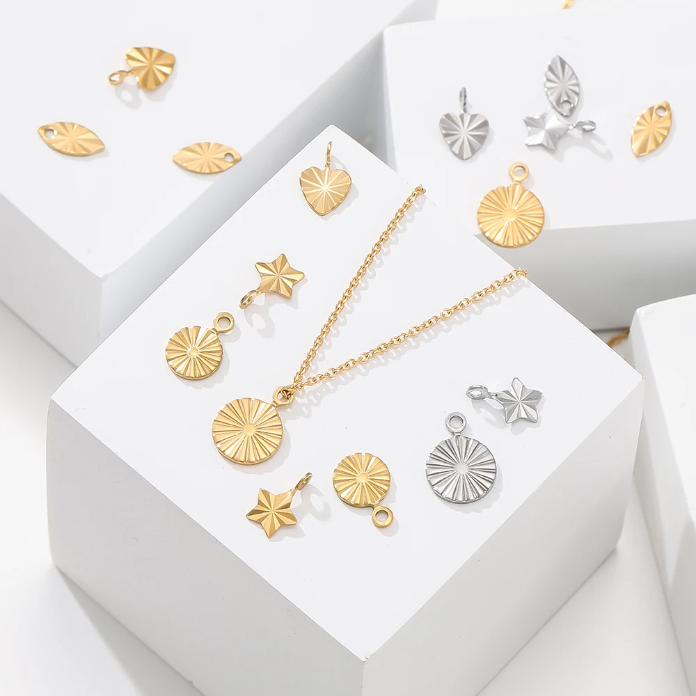 5 шт./лот подвески из нержавеющей стали для изготовления ювелирных изделий листья