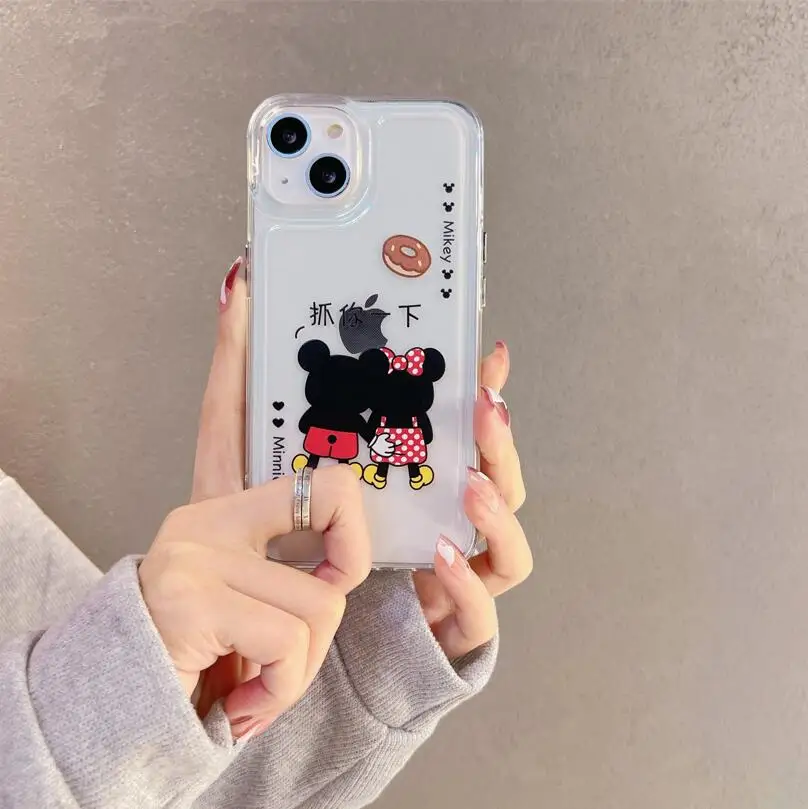 

Disney Mickey Minnie Mouse Phone Cases For iPhone 13 12 11 Pro Max XR XS MAX 8 X 7 SE 2020 Couple Cartoon Anti-drop TPU Cover