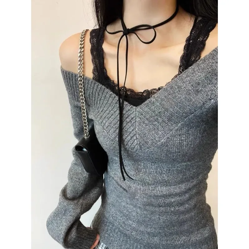 Американский винтажный серый свитер с субкультурой осенний новый стиль Ins