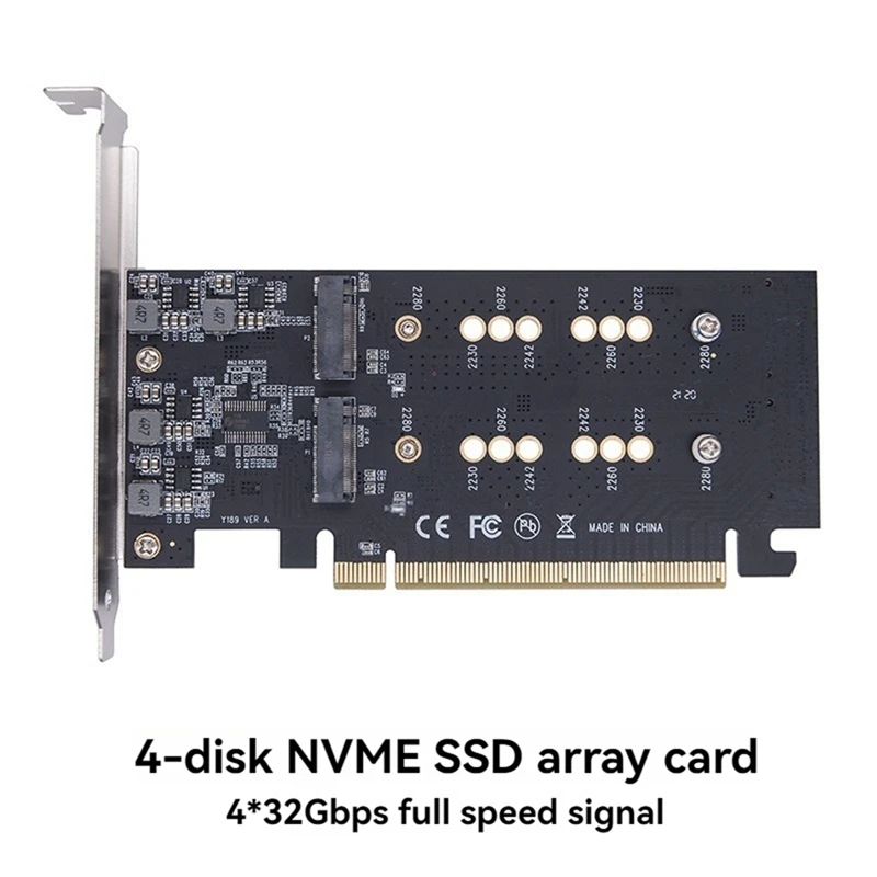 M.2 M Key SSD-накопитель для Pcie X16 4-канальная разделенная карта массива 4X32 Гбит/с