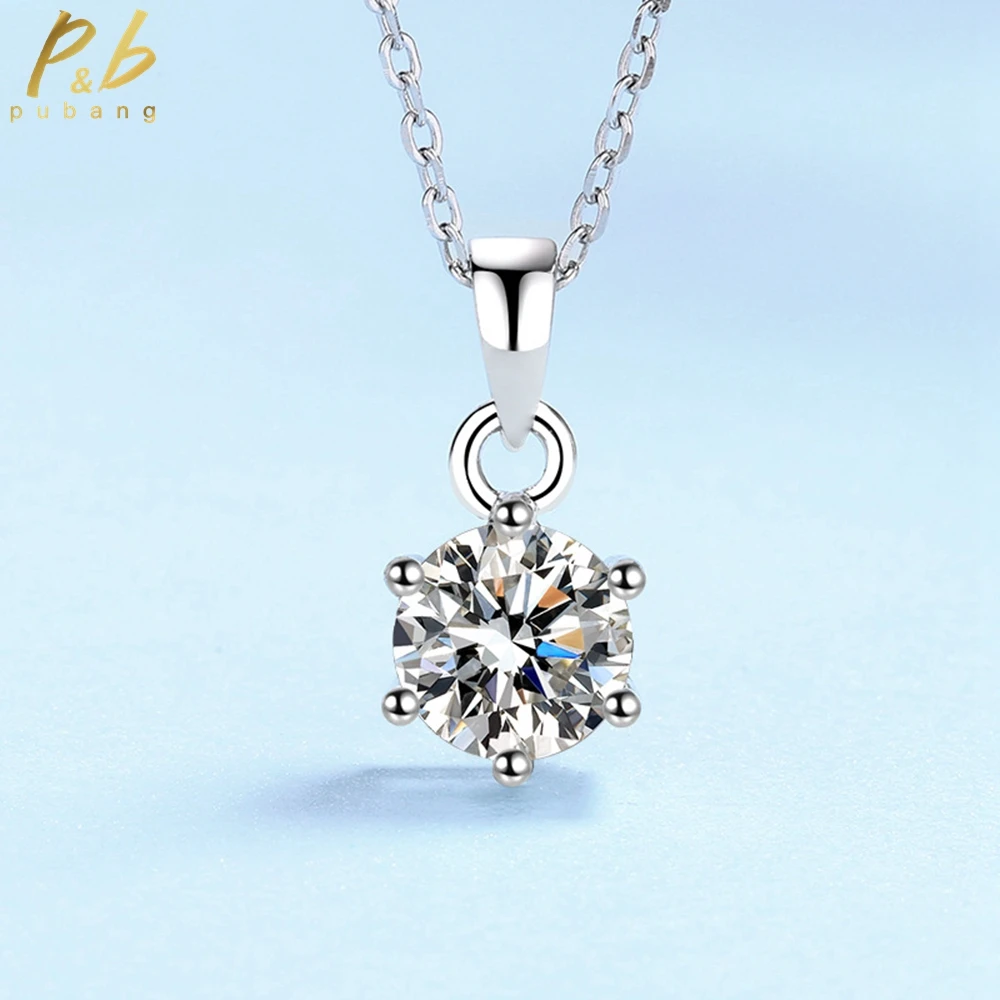 Женское ожерелье из серебра 100% пробы, с муассанитом Женское ожерелье из серебра 100% пробы, с муассанитом