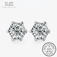 s925 sterling silver round trendy stud earrings fine jewelry high quality zircon classic style romantic gift for women