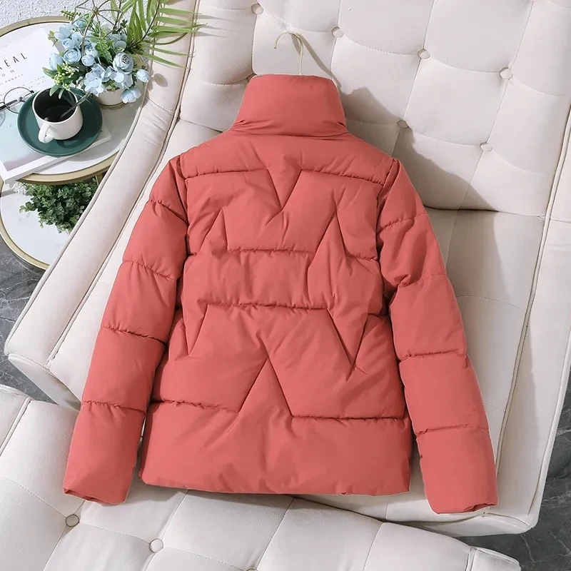 Cotton Jacket Female 2023 Autumn Winter New Korean All-match Casual Padded Clothes Coat Female Large Size Thick Short Parkas