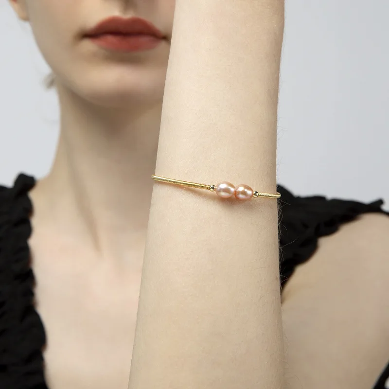 Новый Браслет-манжета в богемном стиле браслет с пресноводным жемчугом золотого