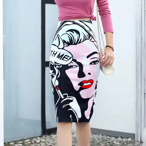Women's Pencil skirt New Cartoon Mouse High Waist Slim Skirts Young Girl Summer Large Size Japan Female Falda