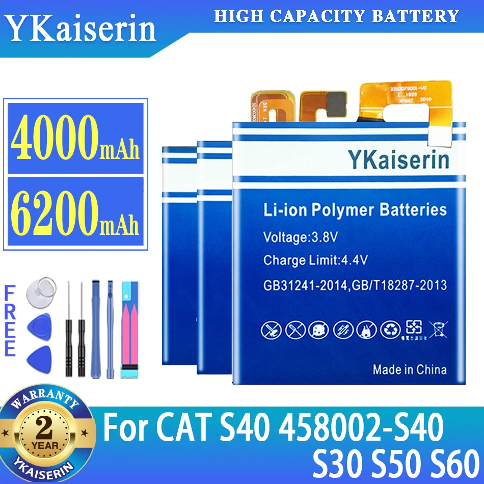

Аккумулятор ykaisin для CAT S30 S40 458002-S40 S50 S60, батарея большой емкости, гарантия 1 год