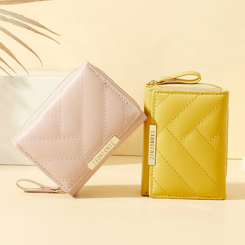 

High Quality Leather Short Wallet for Women Zipper Card Holder Coin Pocket Ladies Small Purse Brand Women's Wallet Cute Moneybag