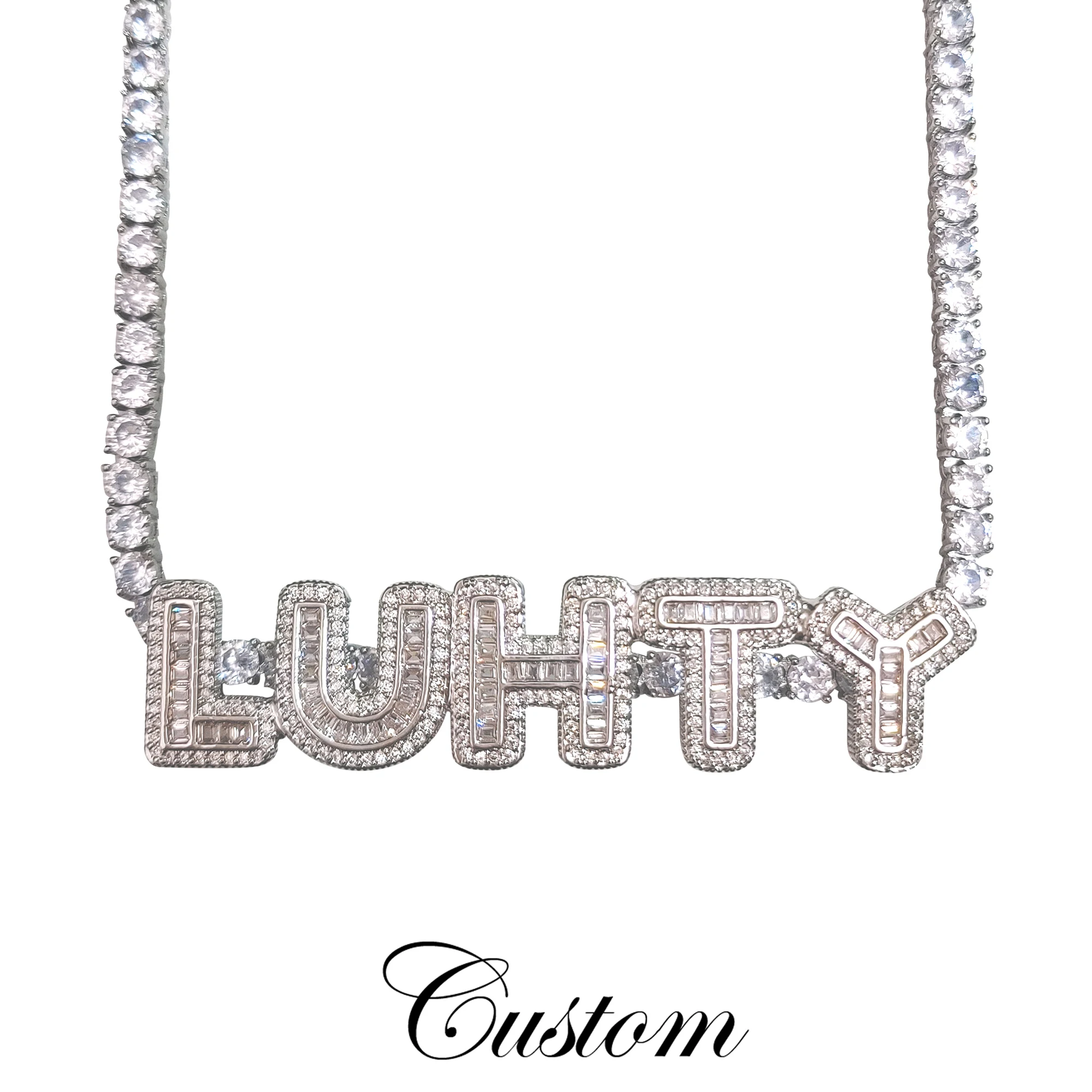 Personalised Nameplat Letters Choker Icy Tennis Chain Custom Name Necklace Birthday Gifts for Her Hot Trendy Accessories