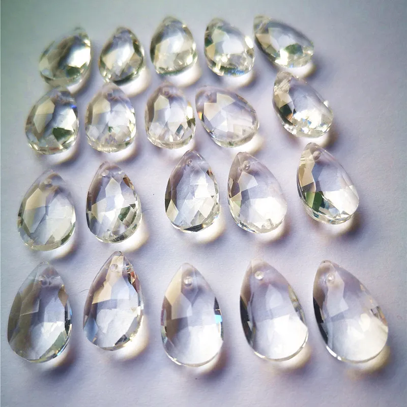 

Top Quality 20pcs/lot 16mm Clear K9 Crystal Faceted Pear Drops Glass Chanderlier Prisms Diy Christmas Ornaments Glass Suncatcher