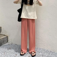 feiernan harajuku straight pants women pink causal korean high waist full length trousers oversized solid baggy wide leg bottoms