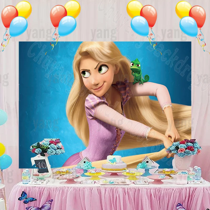 Disney Elsa Anna Olaf Sven Long Yellow Hair Princess Photo Backdrop Girls Birthday Party Custom Background Banner Baby Shower enlarge