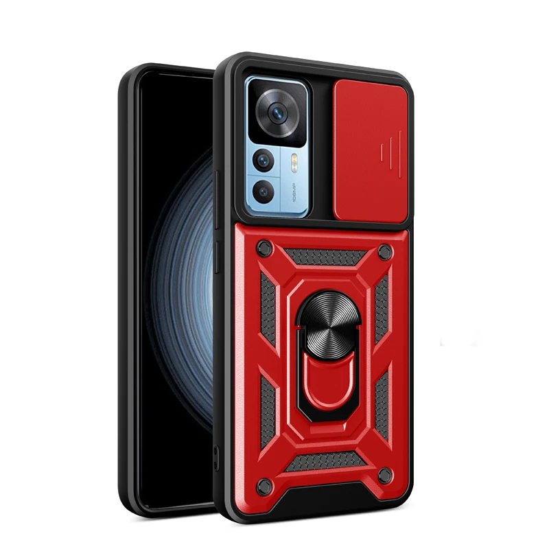 

For Xiaomi 12T Pro Case Shockproof Armor Slide Camera Lens Protection Ring Back Holder Cover For Redmi K50 Ultra 12T чехол