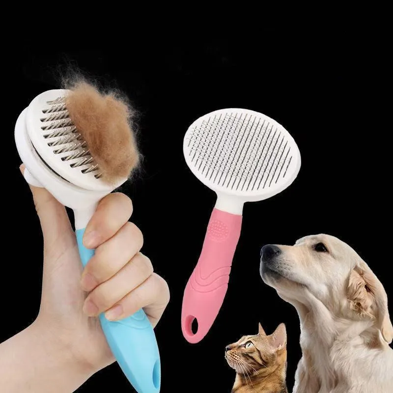 Pet Self Cleaning Brush Dog Cat Needle Comb Removes Undercoat Tangled Hair Massages Particle Pet Cat Comb Improves Circulation