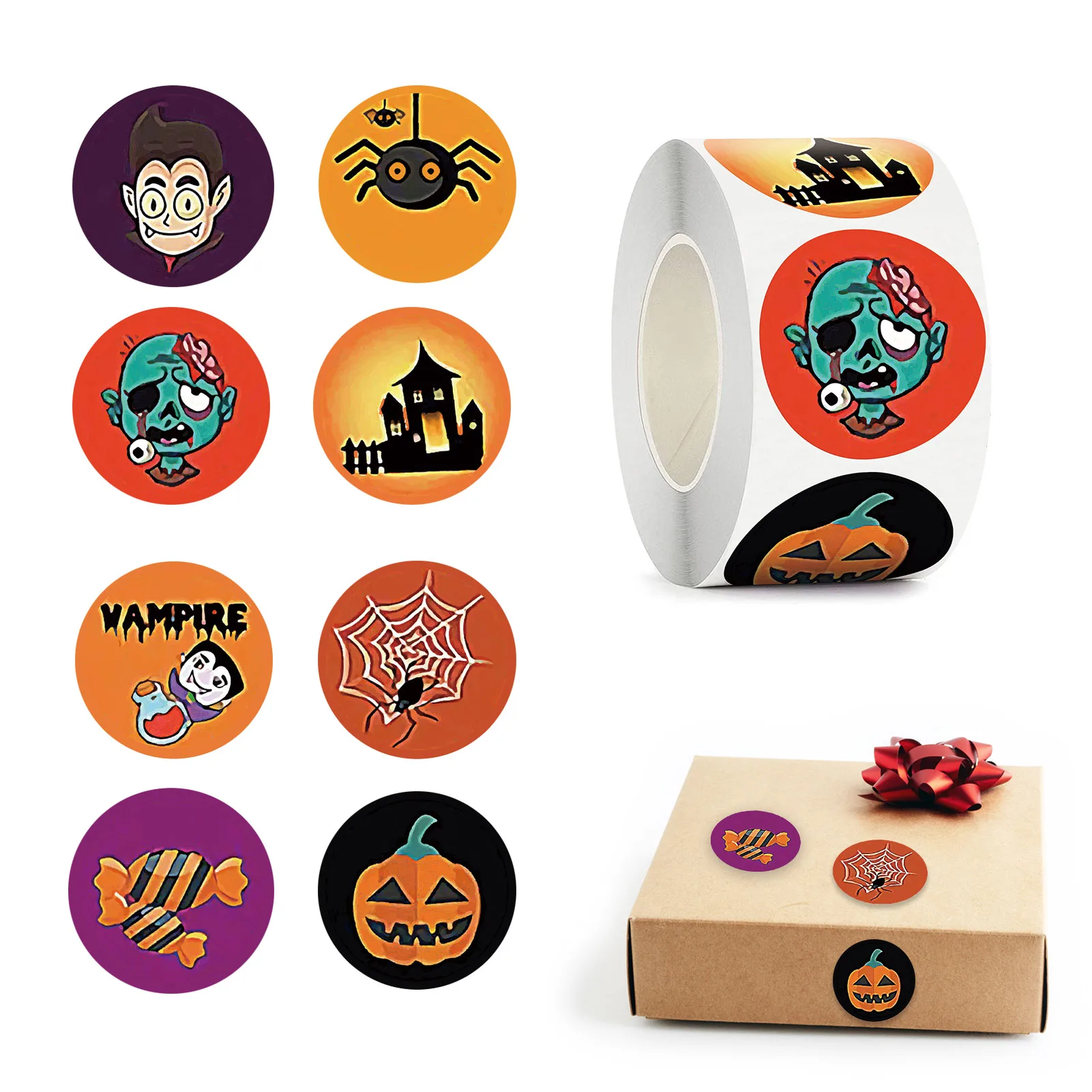 

Halloween Stickers Roll Round Seal Label Stickers Self Adhesive Halloween Sticker Roll Labels For Envelope Seals Card Cookie