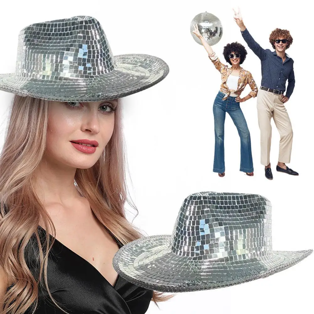 

New Design disco cowboy hat For Men's Gentleman Lady Jazz Cowgirl With Leather Wide Brim Cloche Church Sombrero Hombre Caps