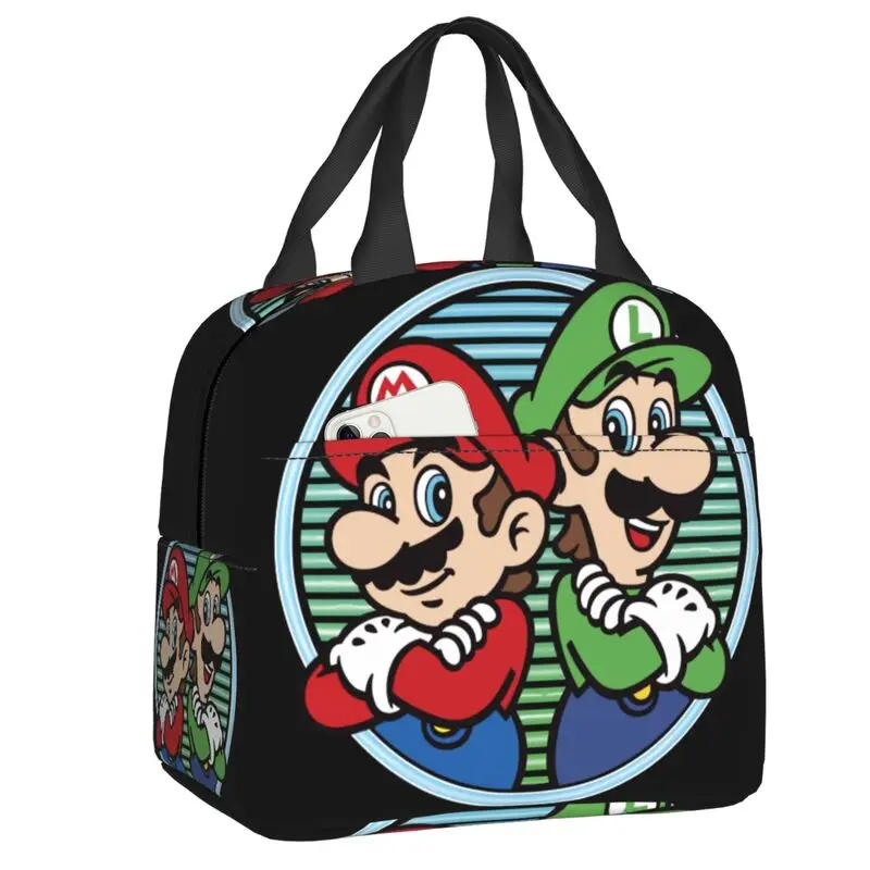 

Custom Funny Super Luigi Marios Lunch Bag Women Warm Cooler Insulated Lunch Box for Adult Office