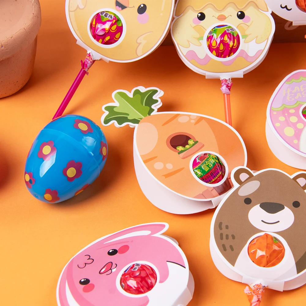 9/18 шт. пасхальные леденцы бумажные карты кролик пасхальное яйцо морковь леденец